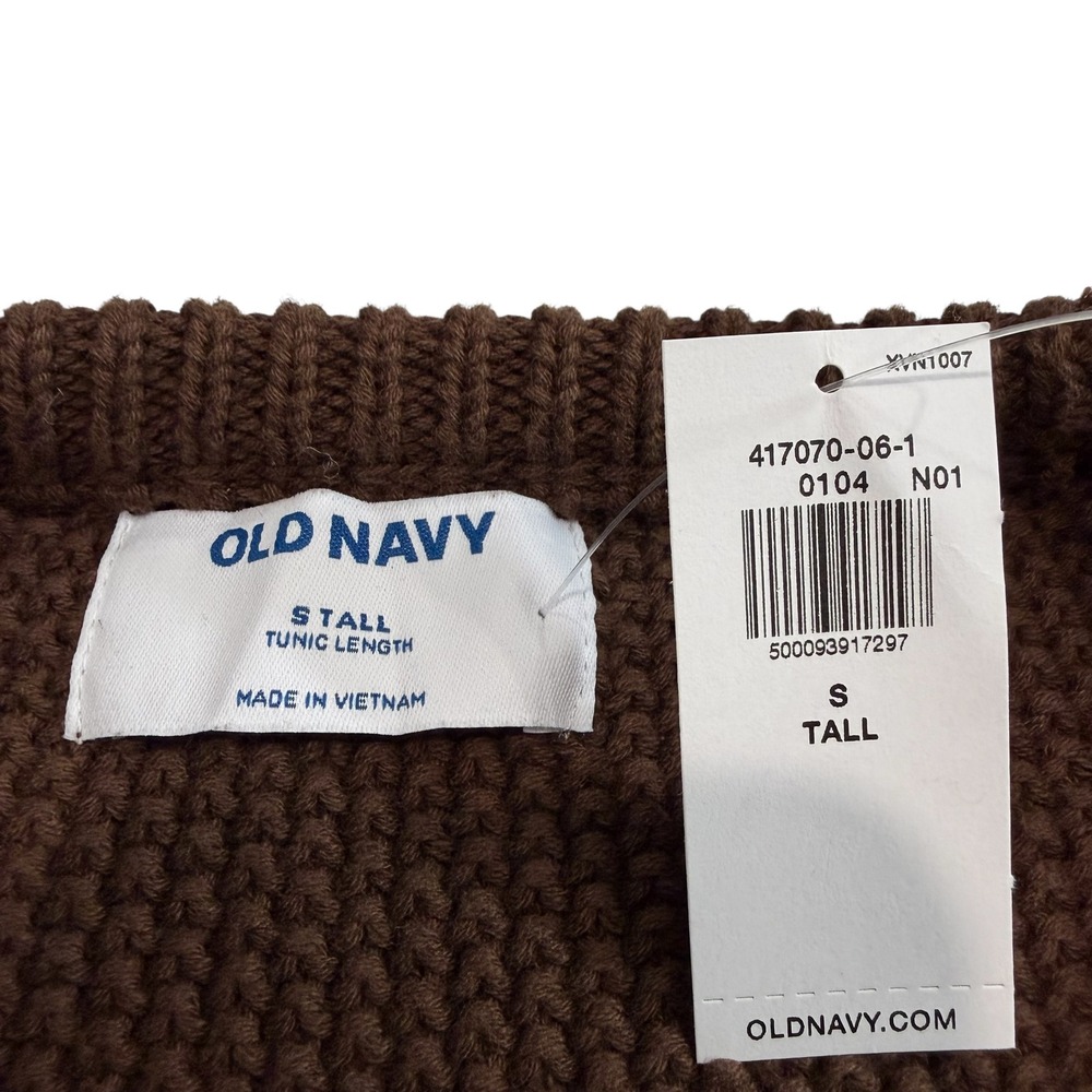 NEW‎ Old Navy Womens S Tall Brown Textured Waffle Knit Fisherman Sweater - Picture 3 of 7